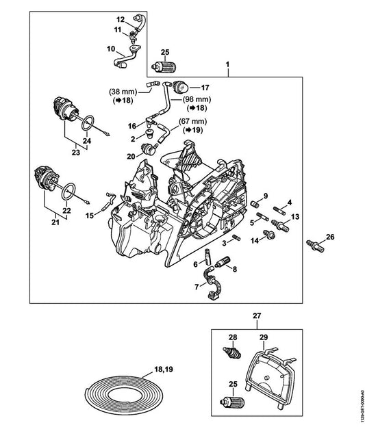 STIHL 1139-358-7706 Slang positie 12 technische tekening