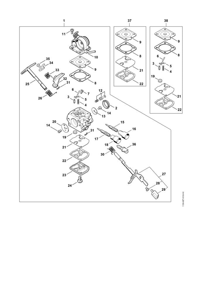 STIHL Z010012Z007 Gasklephefboom positie 32 technische tekening