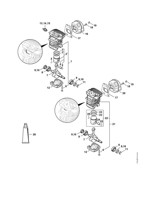 STIHL 1139-140-0609 Uitlaatdemper positie 20 technische tekening