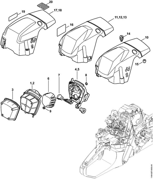 STIHL 1140-140-4500 Voorfilter positie 3 technische tekening