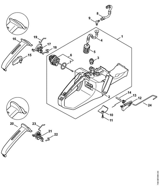 STIHL 1140-791-0601 Handgreepkom positie 20 technische tekening