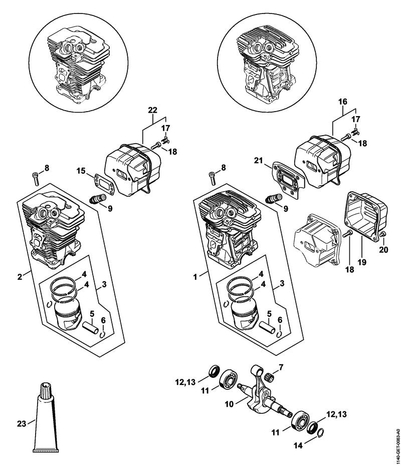STIHL 1140-141-3202 Koelplaat positie 21 technische tekening