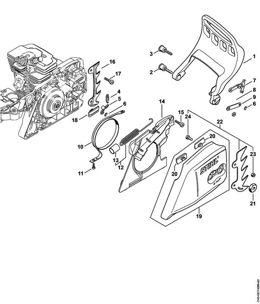 STIHL 1140-792-9101 Handbeschermer positie 1 technische tekening