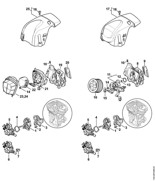 STIHL 1140-120-0603 Carburateur WTE-16B positie 5 technische tekening