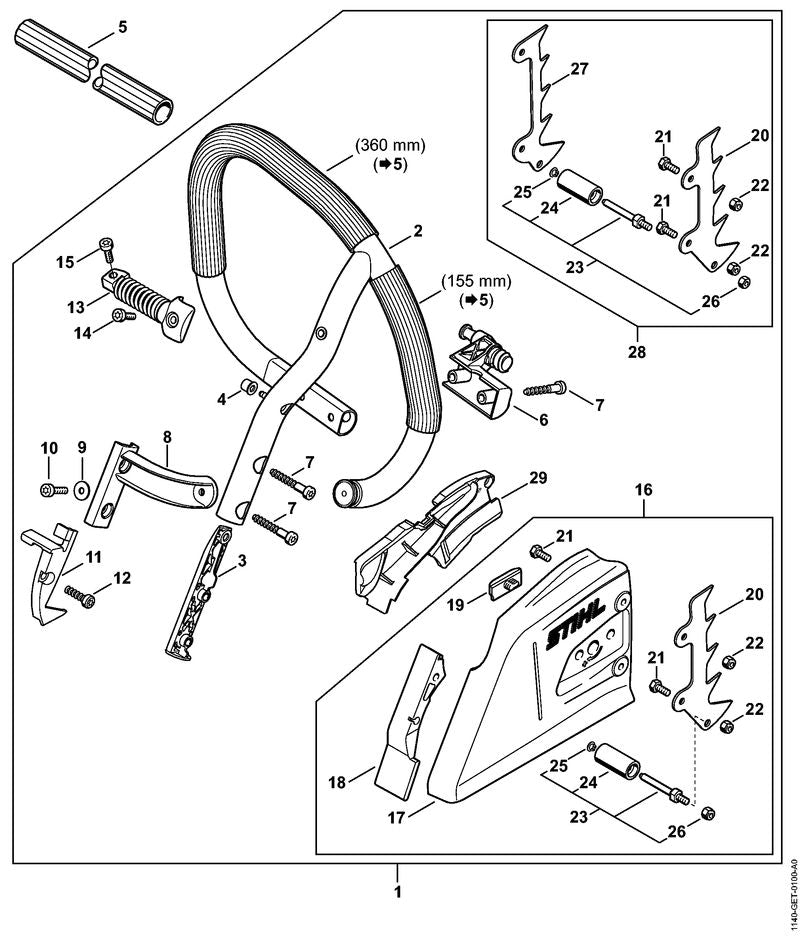 STIHL Elbow connector OEM 11407915500 technical drawing position 8