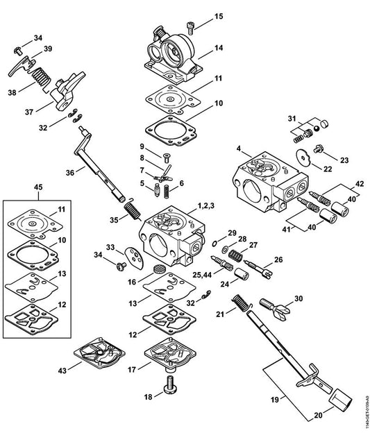 STIHL 1140-122-6700 Hoofdstelschroef positie 25 technische tekening