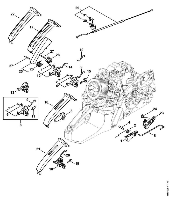 STIHL 1140-185-1900 Chokestang positie 20 technische tekening