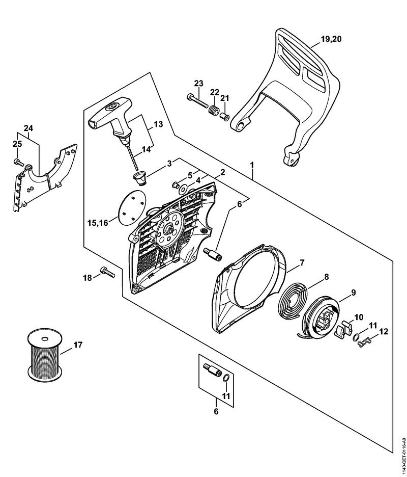 STIHL 1140-967-1500 Typeplaatje MS 362 positie 15 technische tekening