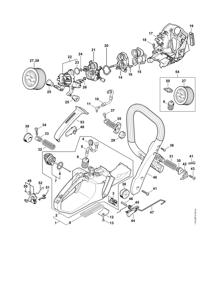 STIHL 1140-182-1500 Gasstang positie 47 technische tekening