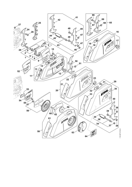 STIHL 1141-664-0502 Velkam positie 25 technische tekening