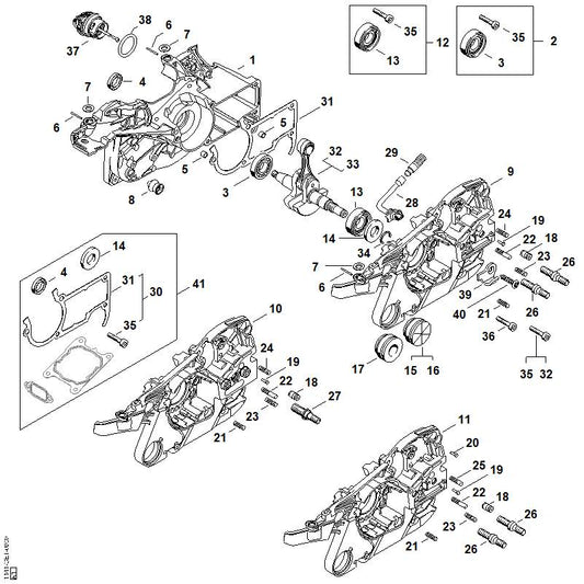 STIHL 1141-007-1011 Kogellagerset positie 12 technische tekening
