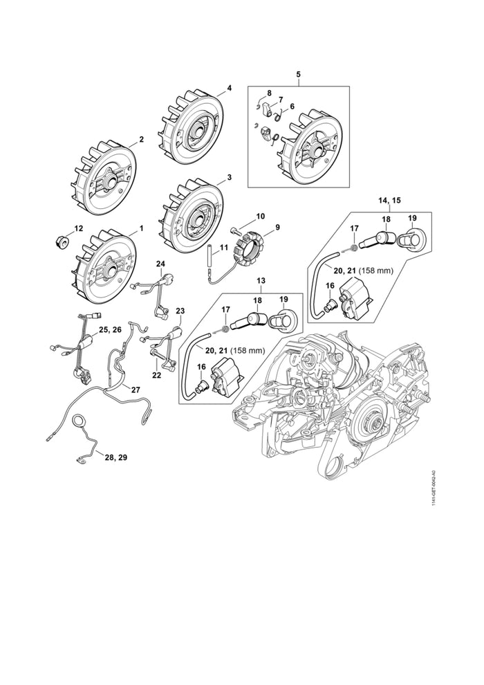 STIHL 1141-400-4732 Regeleenheid positie 15 technische tekening