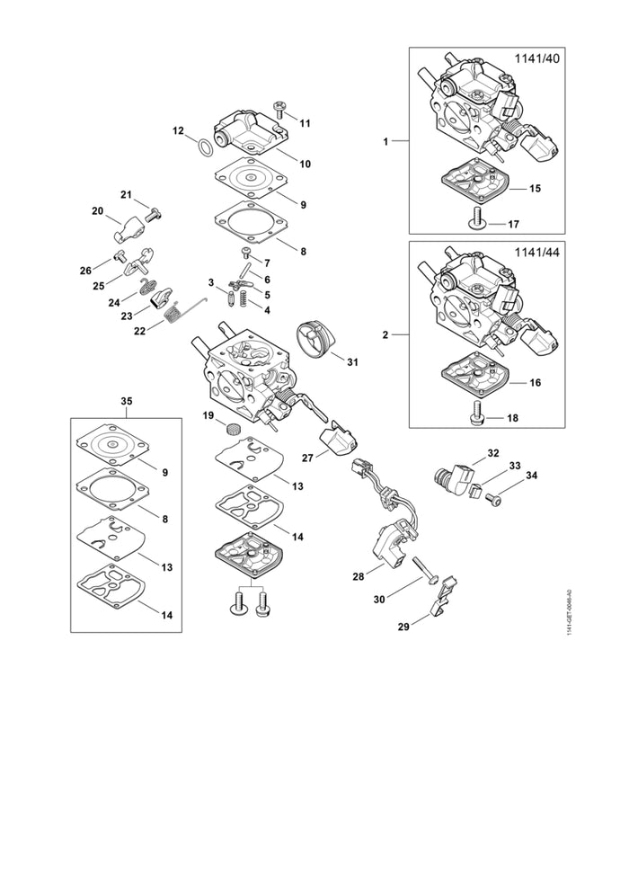 STIHL 1141-430-1028 Schakelrelais positie 28 technische tekening