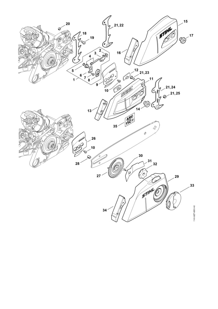 STIHL 1140-640-1704 Kettingtandwieldeksel positie 11 technische tekening