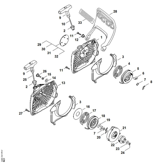 STIHL 1141-195-8200 Startkoord Ø 3x960 mm positie 25 technische tekening