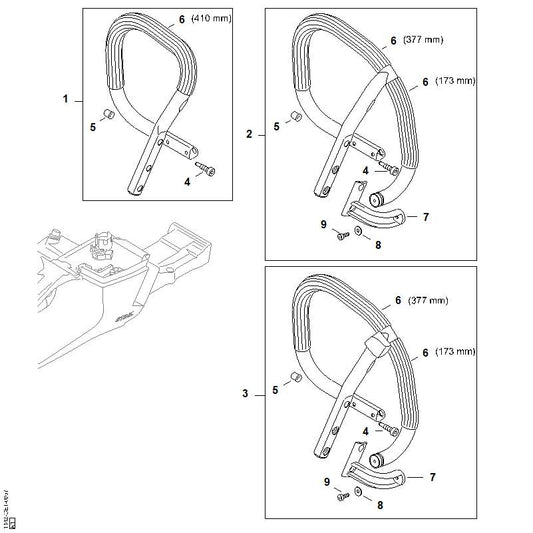 STIHL 1142-790-1700 Handgreep positie 1 technische tekening