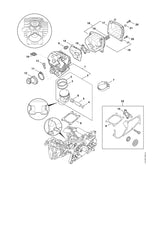 STIHL 1142-020-1201 Cilinder met zuiger Ø 52 mm positie 1 technische tekening