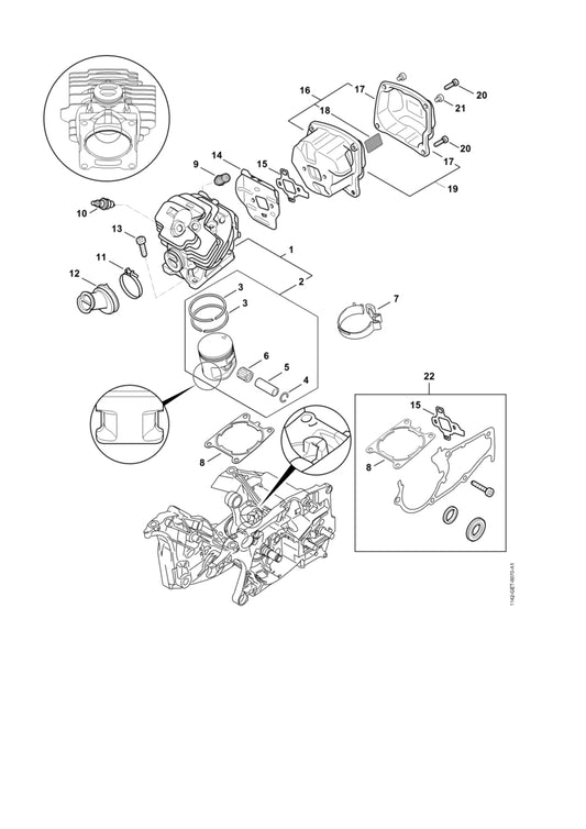 STIHL 1142-034-3004 Zuigerveer Ø 52x1,2 mm positie 3 technische tekening