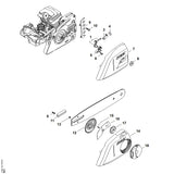 STIHL 1143-007-1005 Set kettingsnelspanner positie -1 technische tekening