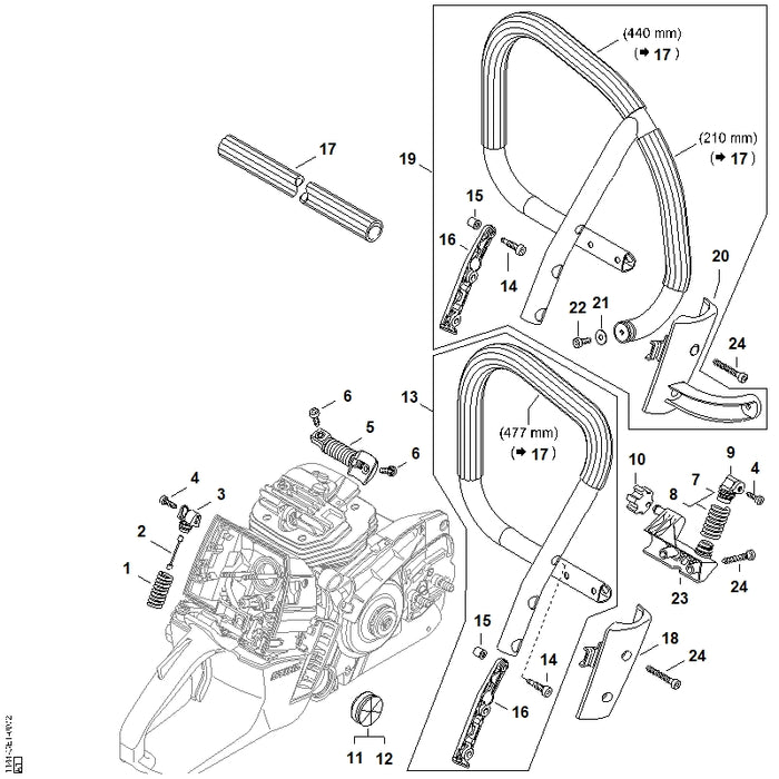 STIHL 1144-791-1900 Handgreephouder positie 23 technische tekening