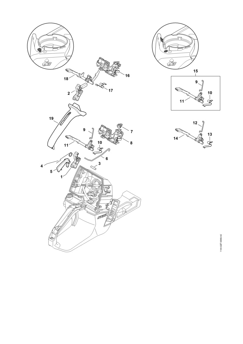 STIHL 1144-182-2110 Houder positie 16 technische tekening