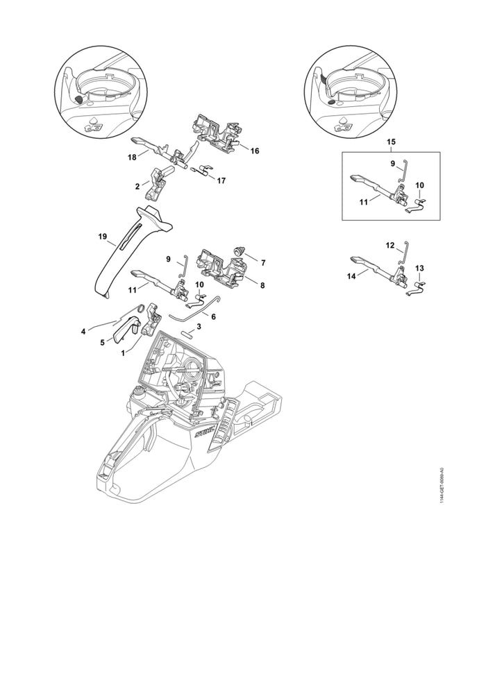 STIHL 1144-182-1500 Gasstang positie 6 technische tekening