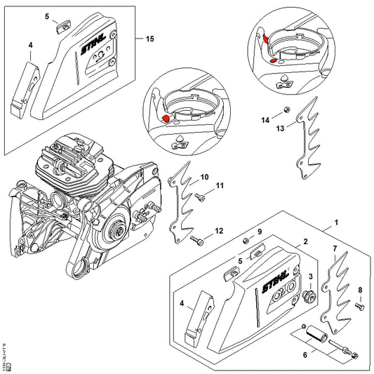 STIHL 1144-640-1700 Kettingtandwieldeksel positie 1 technische tekening