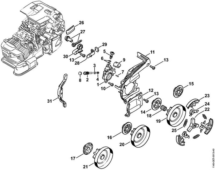 STIHL 1145-021-1100 Deksel positie 11 technische tekening