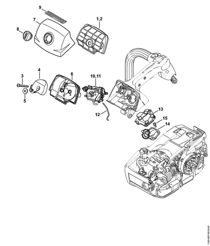 STIHL 1145-140-4404 Luchtfilter vlies positie 1 technische tekening