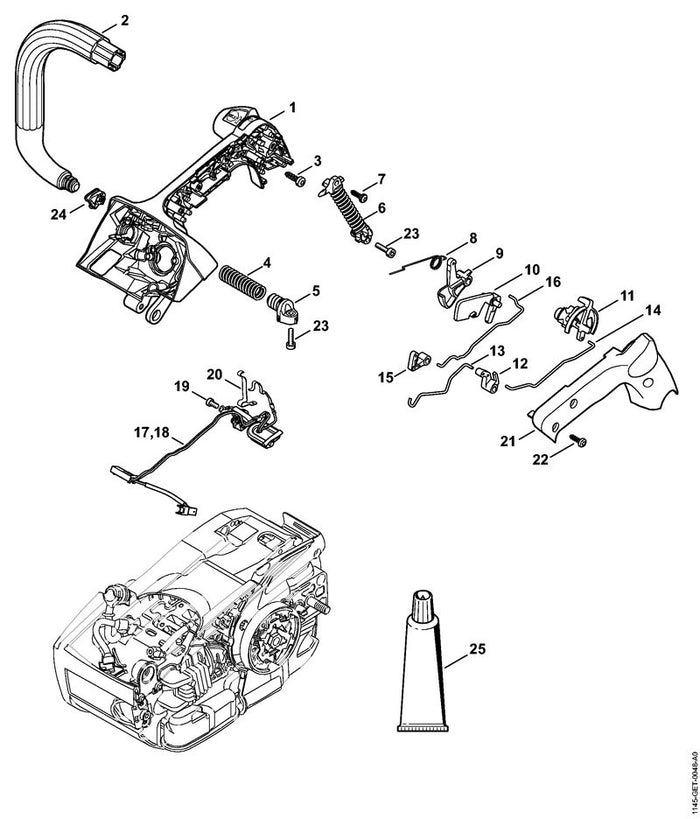 STIHL 1145-185-1906 Chokestang positie 14 technische tekening