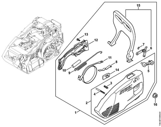 STIHL 1146-640-1701 Kettingtandwieldeksel positie 1 technische tekening
