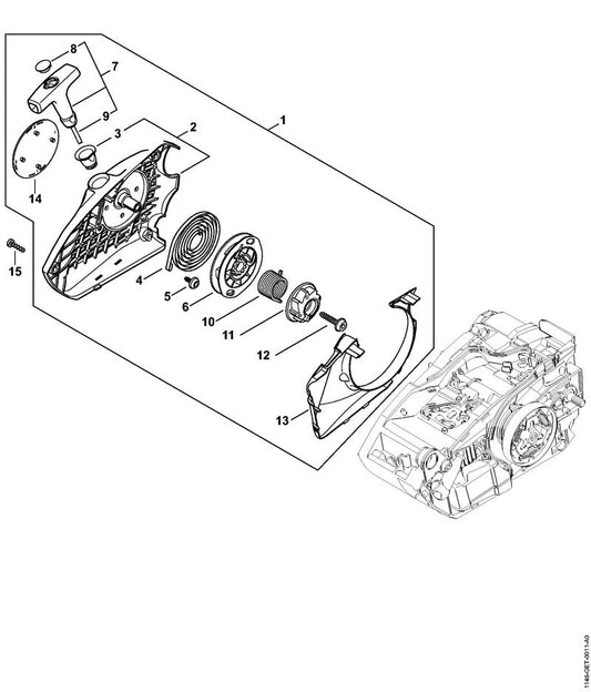 STIHL 1146-080-1800 Ventilatorhuis positie 2 technische tekening