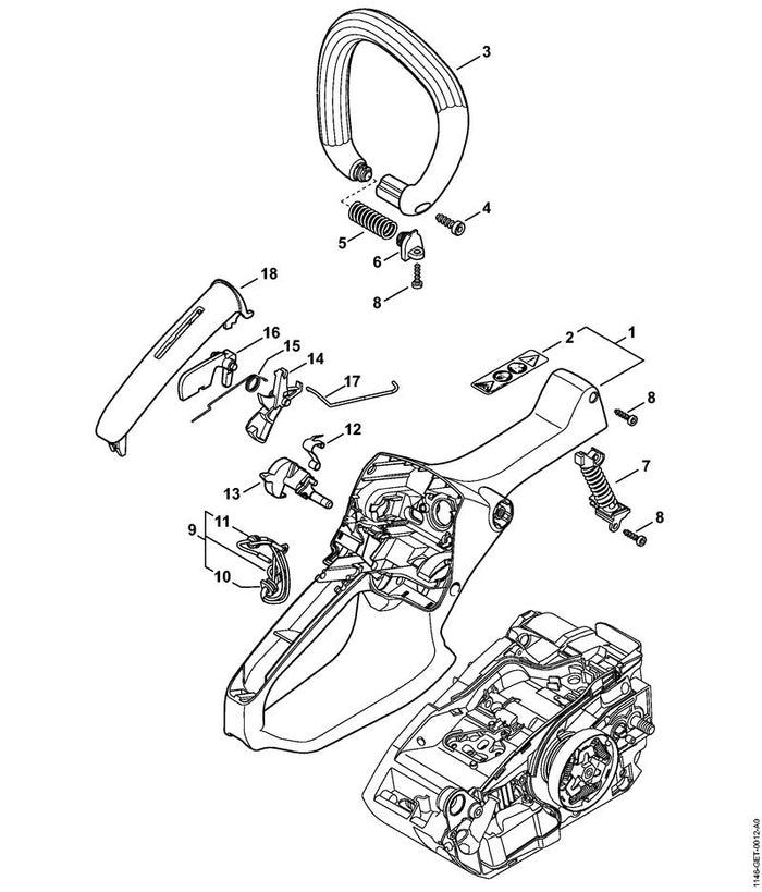 STIHL 1146-182-1501 Gasstang positie 17 technische tekening
