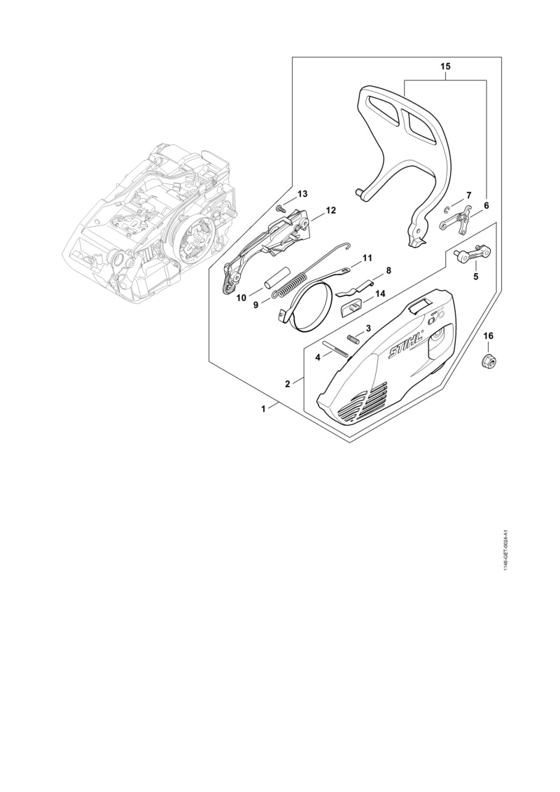 STIHL 1146-648-7700 Deksel positie 12 technische tekening