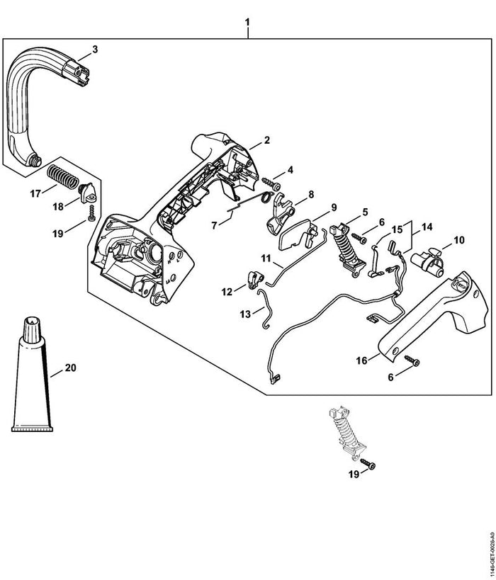STIHL 1146-182-1504 Gasstang positie 11 technische tekening