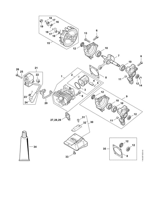 STIHL 1146-007-1600 Pakkingset positie 35 technische tekening