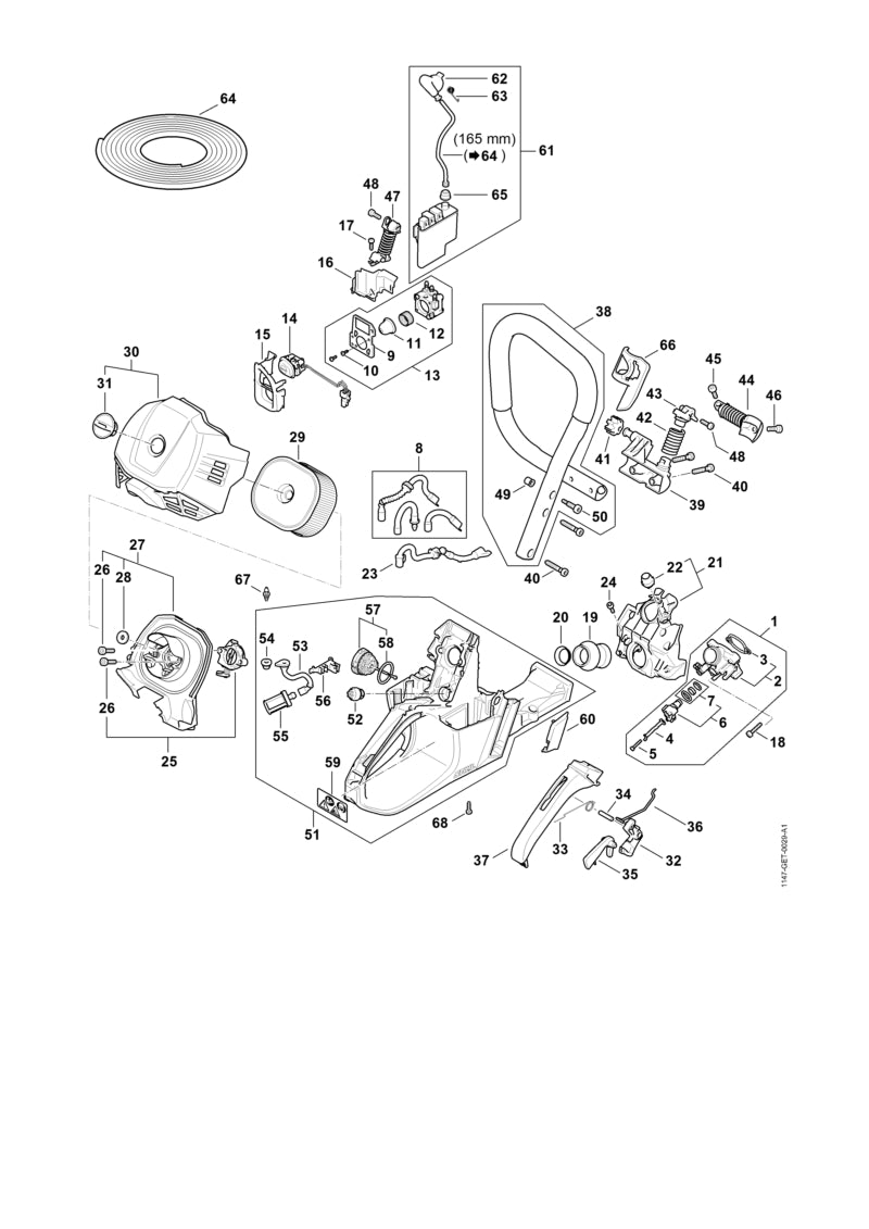 STIHL 1147-400-4702 Regeleenheid positie 61 technische tekening