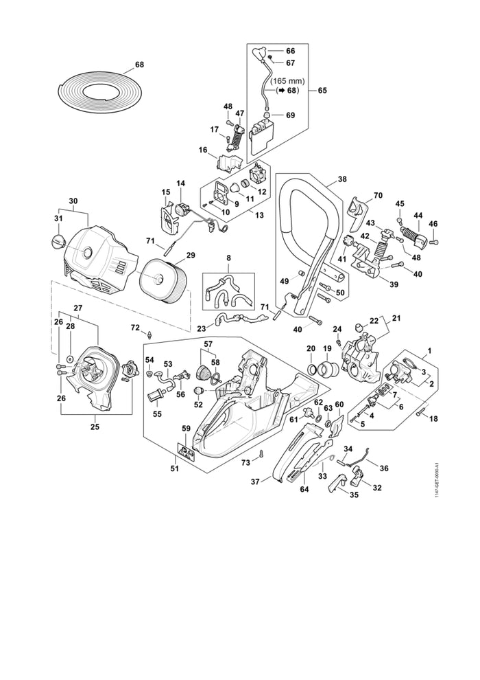 STIHL 1147-182-1500 Gasstang positie 36 technische tekening