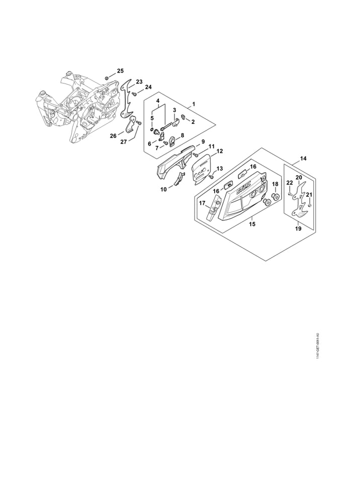 STIHL 1142-664-0501 Velkam positie 20 technische tekening