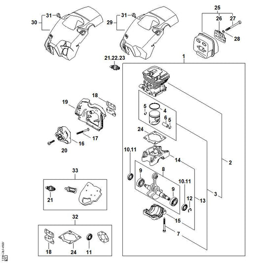 STIHL 1148-020-2100 Carter positie 13 technische tekening