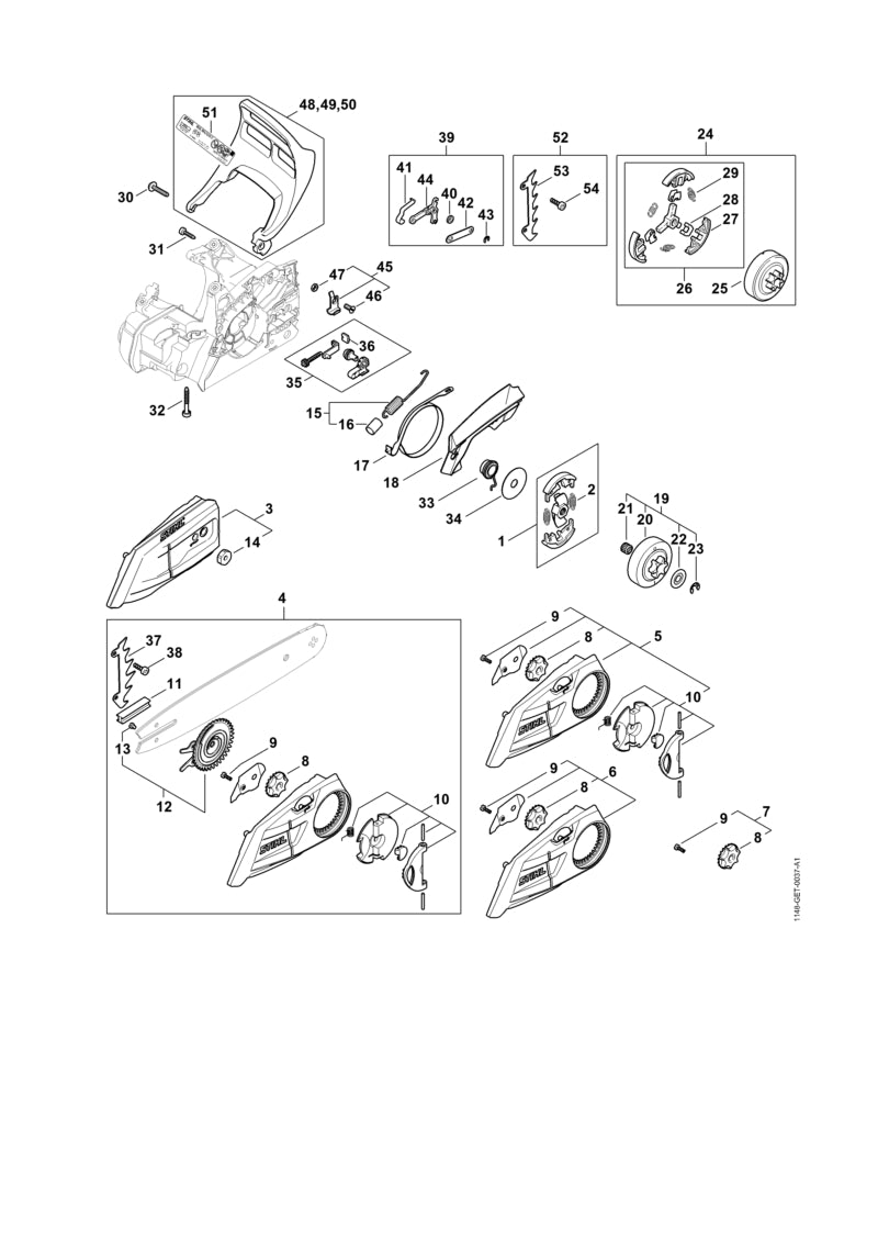 STIHL 1123-007-1006 Velkamset positie 52 technische tekening