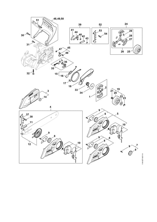 STIHL 1123-007-1006 Velkamset positie 52 technische tekening