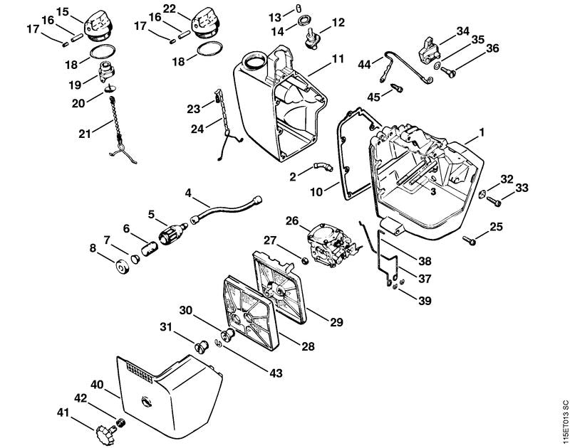 STIHL 1113-140-9200 Sluiting positie 41 technische tekening