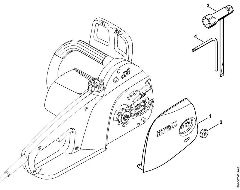 STIHL 1208-640-1708 Kettingtandwieldeksel positie 1 technische tekening