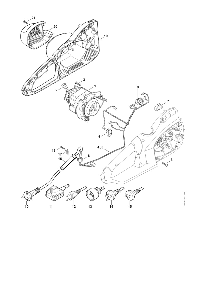 STIHL 1209-435-0302 Schakelaar positie 7 technische tekening