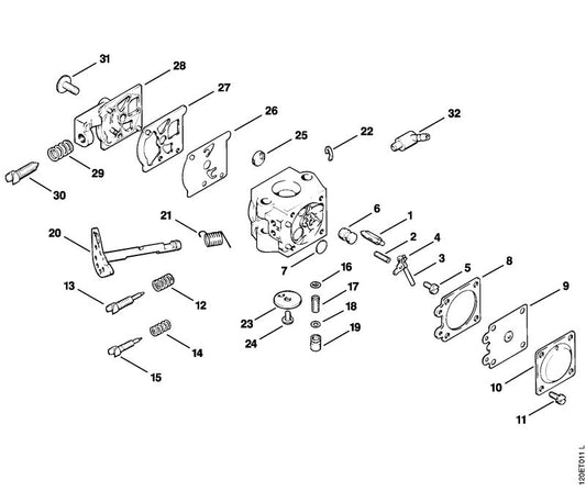 STIHL 1113-122-3205 Knieveer positie 21 technische tekening