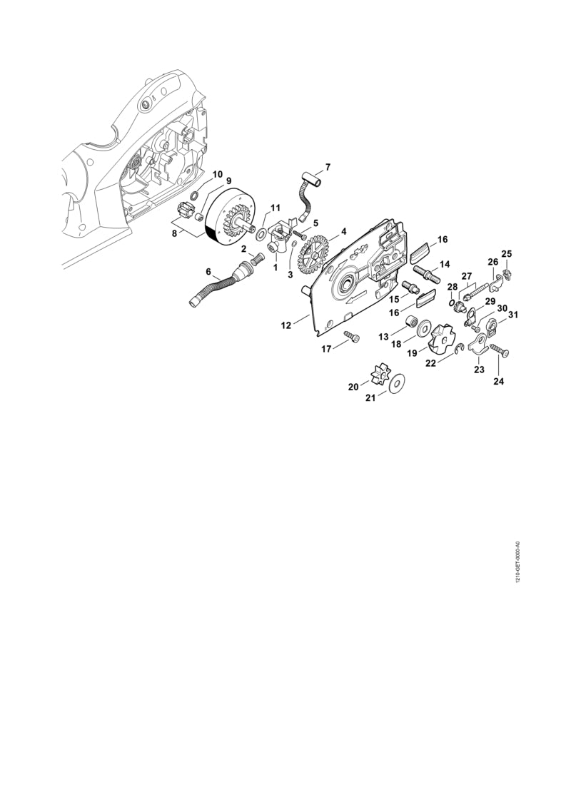 STIHL 1210-640-8400 Lagerplaat positie 12 technische tekening