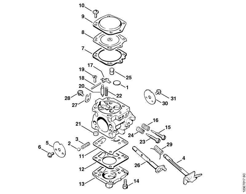 STIHL 1110-122-7400 Bout met halfronde kop positie 6 technische tekening