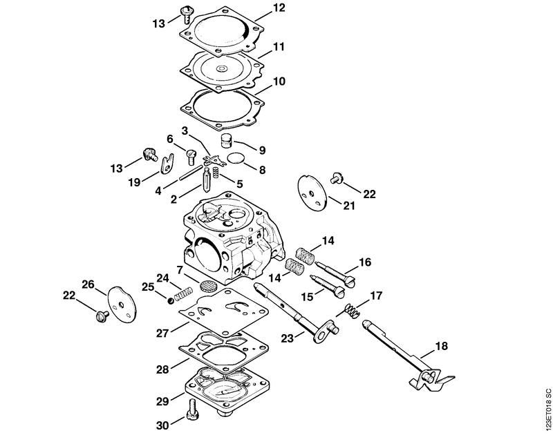 STIHL 1115-122-3002 Veer positie 14 technische tekening