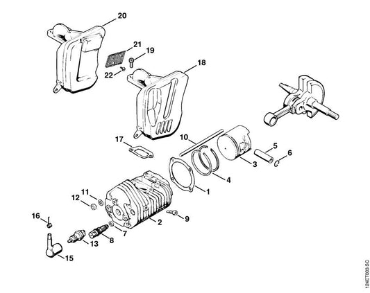 STIHL 1111-029-2301 Cilindervoetpakking positie 1 technische tekening